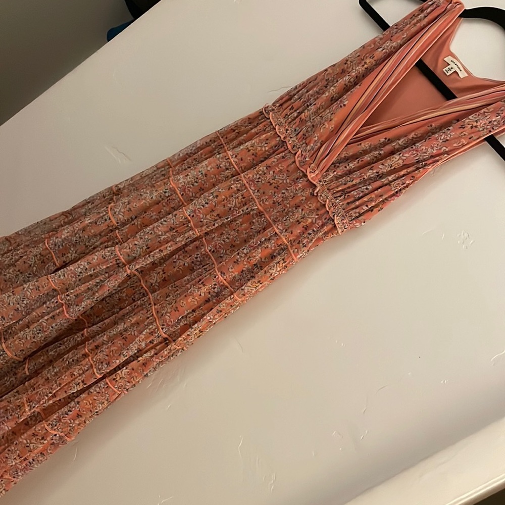 Orange floral flowy maxi dress